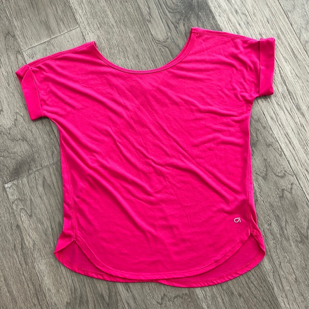 GAPFit scoop neck with cuffed sleeves, Pink, Size S